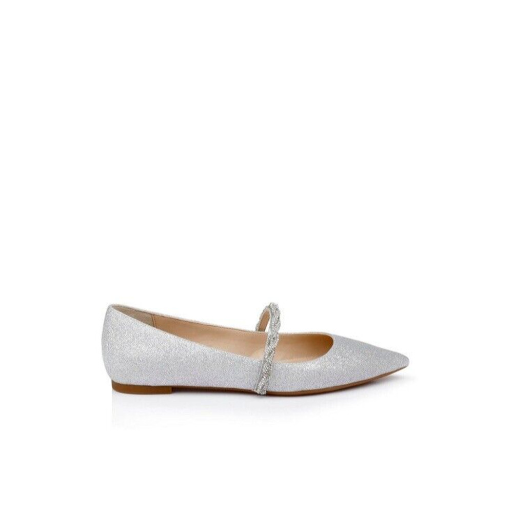 Jewel Badgley Mischka Women's Vana Pointed Toe Evening Flat Shoes Size 5 1/2 New - Picture 2 of 10